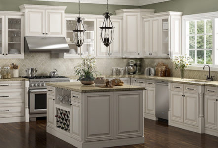 Solid Wood Rta Kitchen Cabinets Charleston Antique White Group